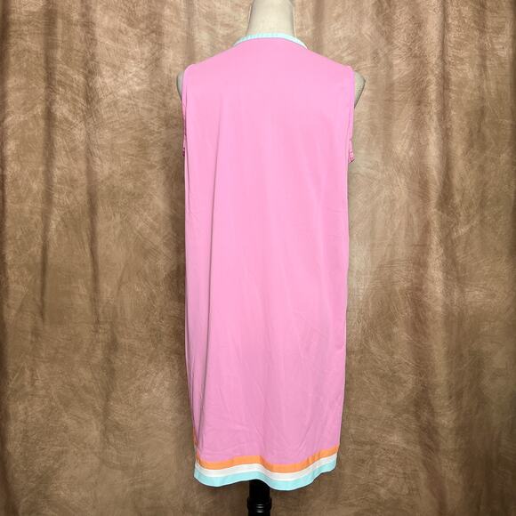 Vintage 60s Union Made Pink Mini Mod Shift Dress Sleeveless Retro Disco GoGo - Picture 2 of 8